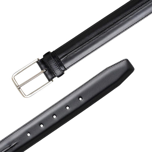 Mezlan Men's Classic Center Piperd Calfskin Belt in Black