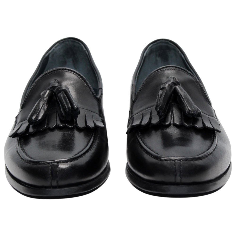 DUCA Adam Men's Black Italian Leather Kiltie Tassel Loafers