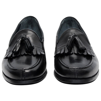DUCA Adam Men's Black Italian Leather Kiltie Tassel Loafers