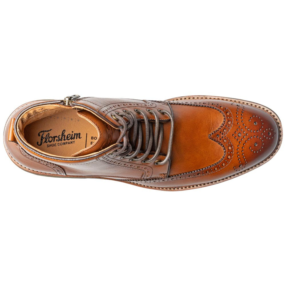 Florsheim Redford Cognac Men's Wingtip Lace Up Boot