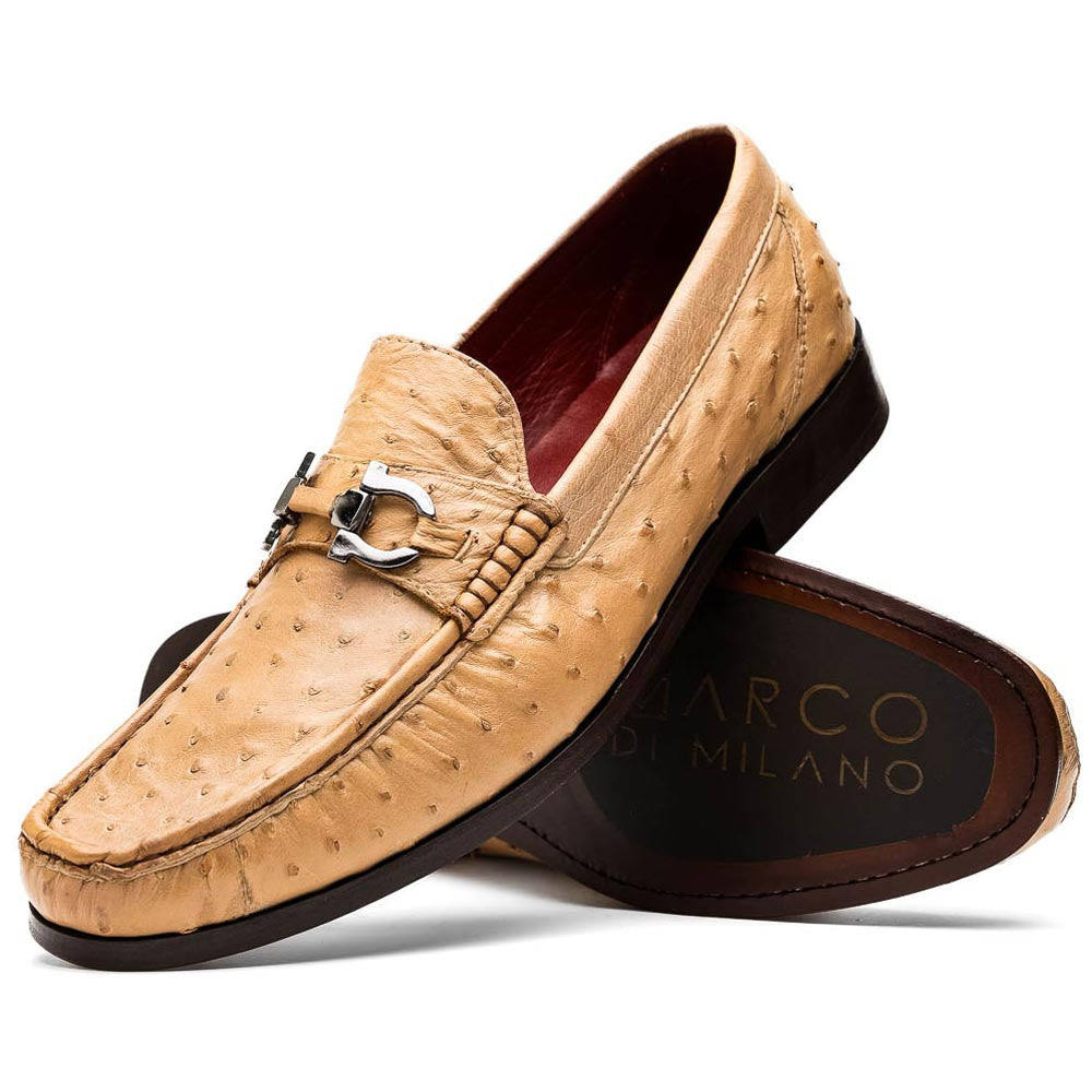 Ferrioni Orix Men’s Genuine Ostrich Moc Toe Bit Loafers | Marco Di Milano