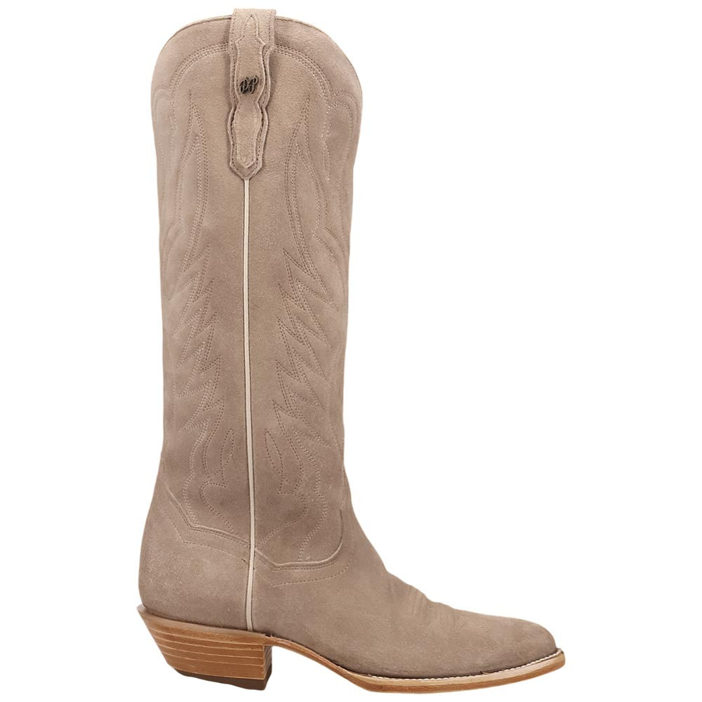 Dan Post Neon Prairie Women's Taupe Suede Leather Western Boot - 15" Shaft, Narrow J Toe