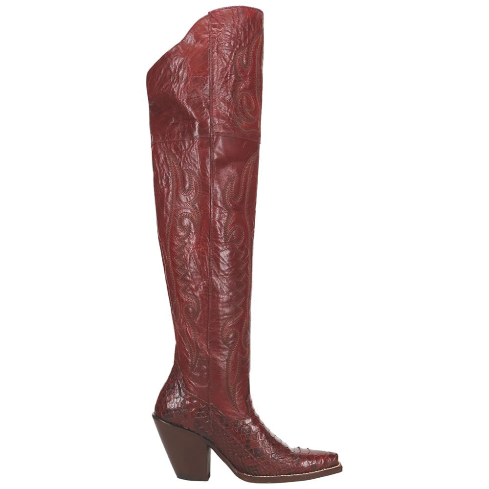 Dan Post Calvera Women's Red Python Western Boot - 23" Shaft, High Fashion Heel