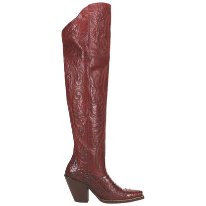 Dan Post Calvera Women's Red Python Western Boot - 23" Shaft, High Fashion Heel