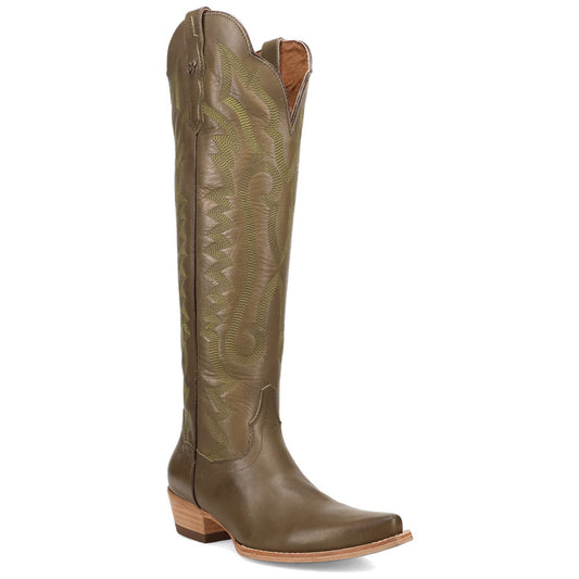Dan Post Heartland Olive Leather Snip Toe Zipper Western Cowgirl Boots