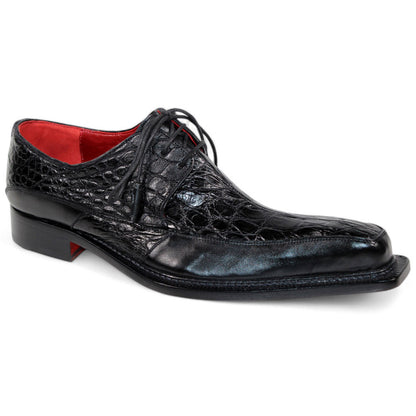 Fennix Frank Men's Black Alligator/Calf-Skin Leather Derby Oxfords Shoes