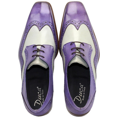 Duca Saranno Men's Lavender/Panna Calf-Skin Leather Oxfords Shoes