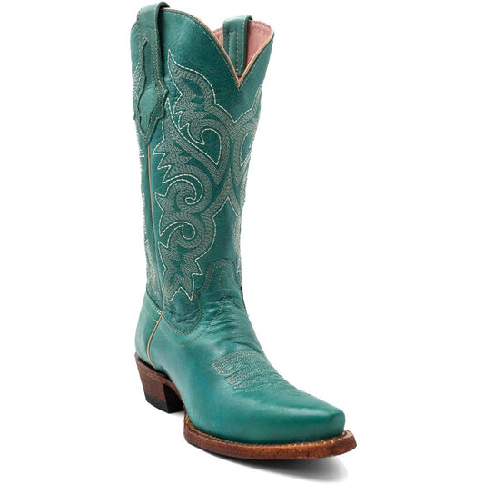 Ferrini Women’s Mae Stoe Turquoise Square Toe Leather Cowboy Boots