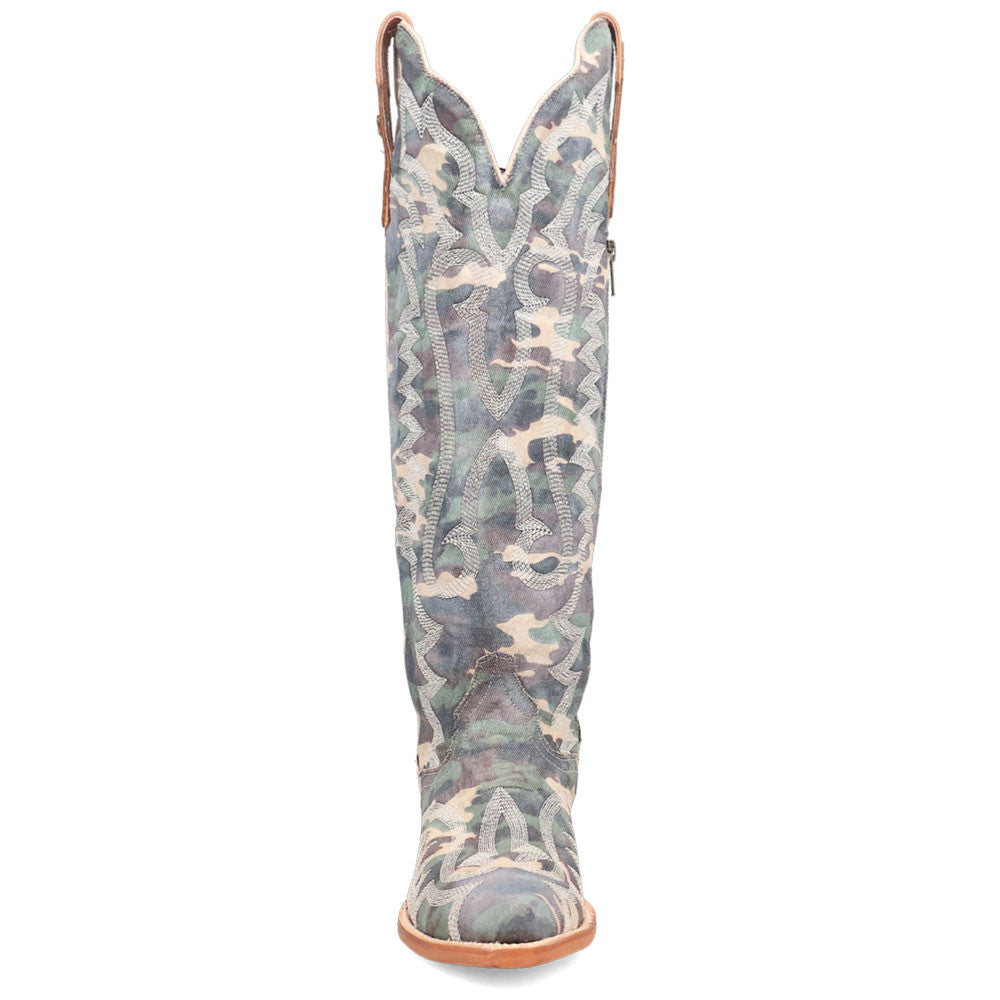 Dan Post Darlin’ Fabric Camo Snip Toe Zipper Western Cowgirl Boots