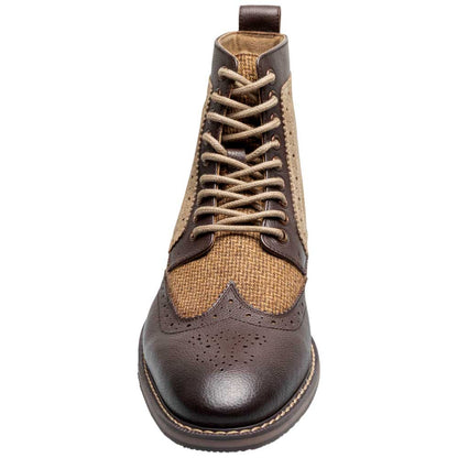 Stacy Adams Finnegan Wingtip Lace-Up Boot - Brown Tumbled