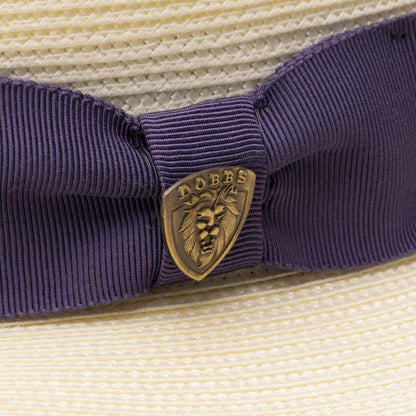 Dobbs Bradshaw Milan Straw Hat in Ivory/Purple