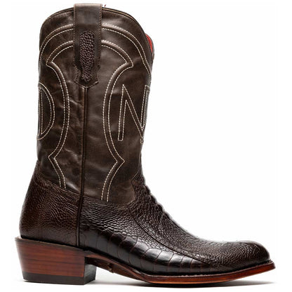 Denver Genuine Ostrich Leg Skin Brown Cowboy Boot | Marco Di Milano Western Boots