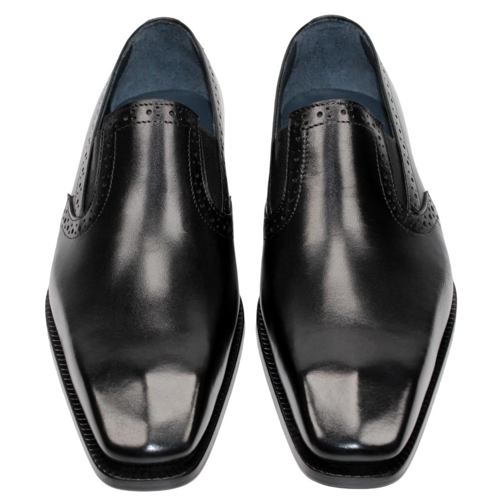 DUCA Paliano Black Italian Leather Slip-On Loafers for Men