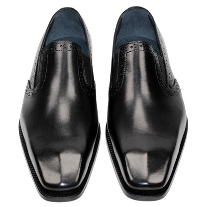 DUCA Paliano Black Italian Leather Slip-On Loafers for Men