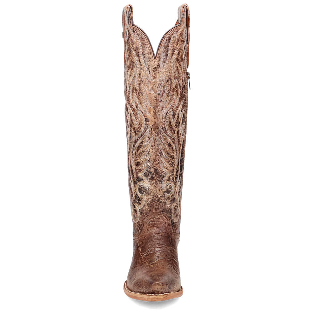 Dan Post Rustic Ridge Brown Leather Zipper Snip Toe Western Cowgirl Boots