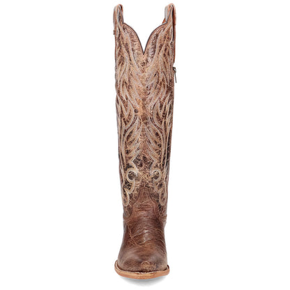 Dan Post Rustic Ridge Brown Leather Zipper Snip Toe Western Cowgirl Boots