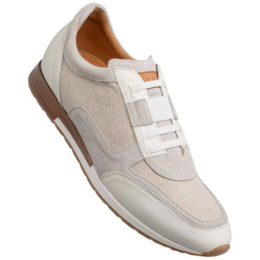 Mezlan Shoes Men's Bone Suede & Linen Riumar Hybrid Sneaker