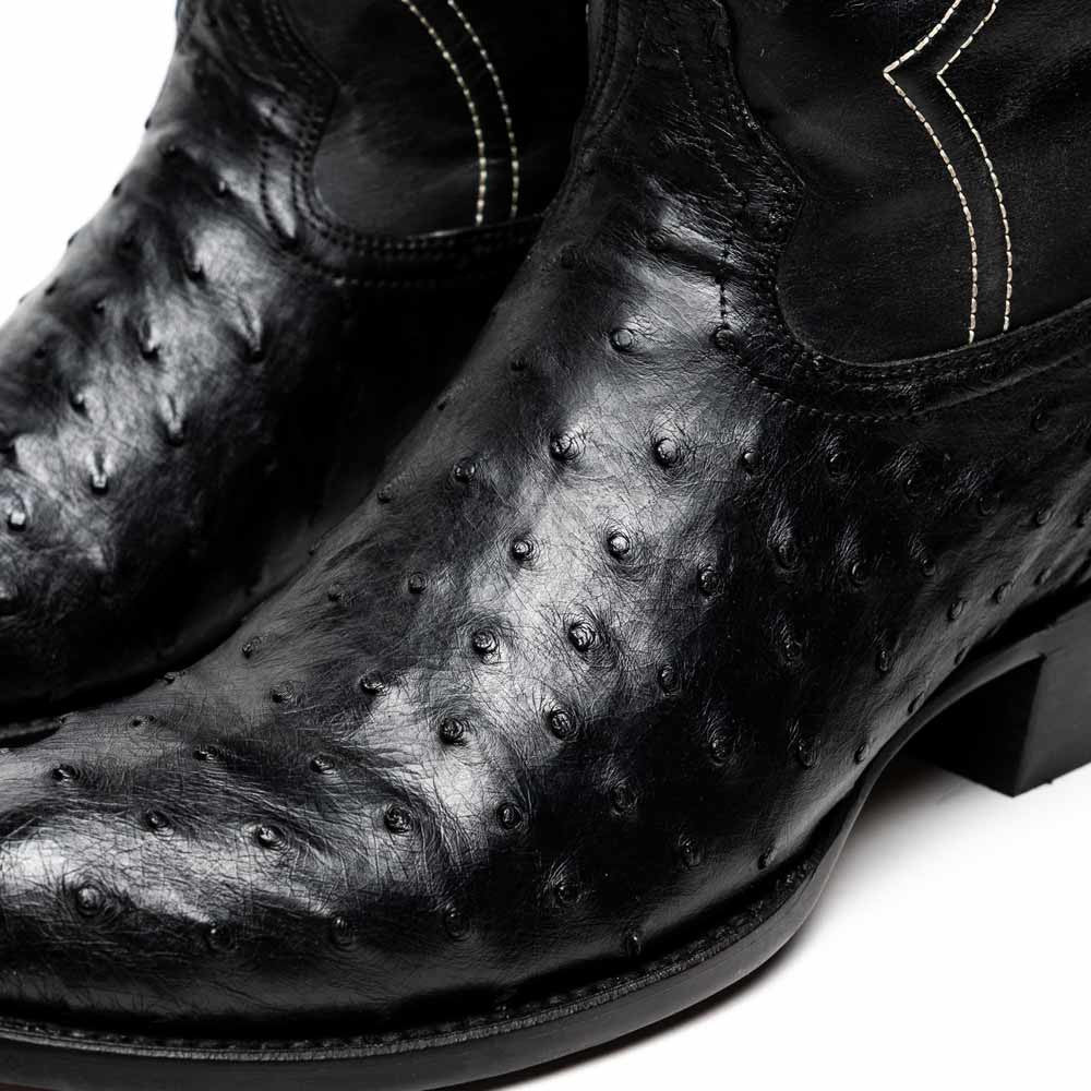 Savannah Genuine Full Quill Ostrich Skin Cowboy Black Boot | Marco Di Milano Western Boots