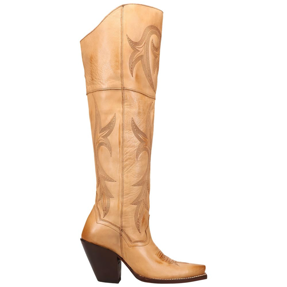 Dan Post Jilted Women's Light Tan Distressed Leather Over-the-Knee Boot - 20" Shaft