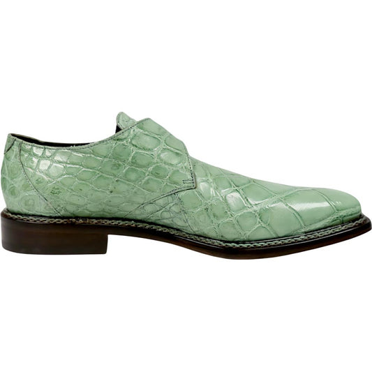 Mauri Shadow Men's Light Leaf Exotic Alligator Single Monk-Strap Shoes