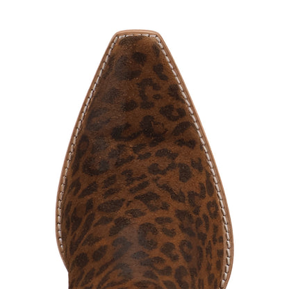 Dan Post Feral Women's Leopard Suede Leather Western Bootie - 7" Shaft, Snip Toe