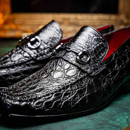Landro Men’s Genuine Caiman Skin Moc Toe Bit Loafers | Marco Di Milano