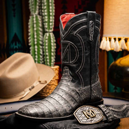 Tucson Genuine Caiman Belly Skin Stone Gray Cowboy Boot | Marco Di Milano Western Boots