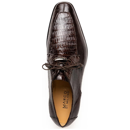 Merida Genuine Caiman and Lizard Skin Brown Dress Derby | Marco Di Milano