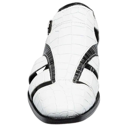 Stacy Adams Calandro Croco & Lizard Print Black w/White City Sandal for Men