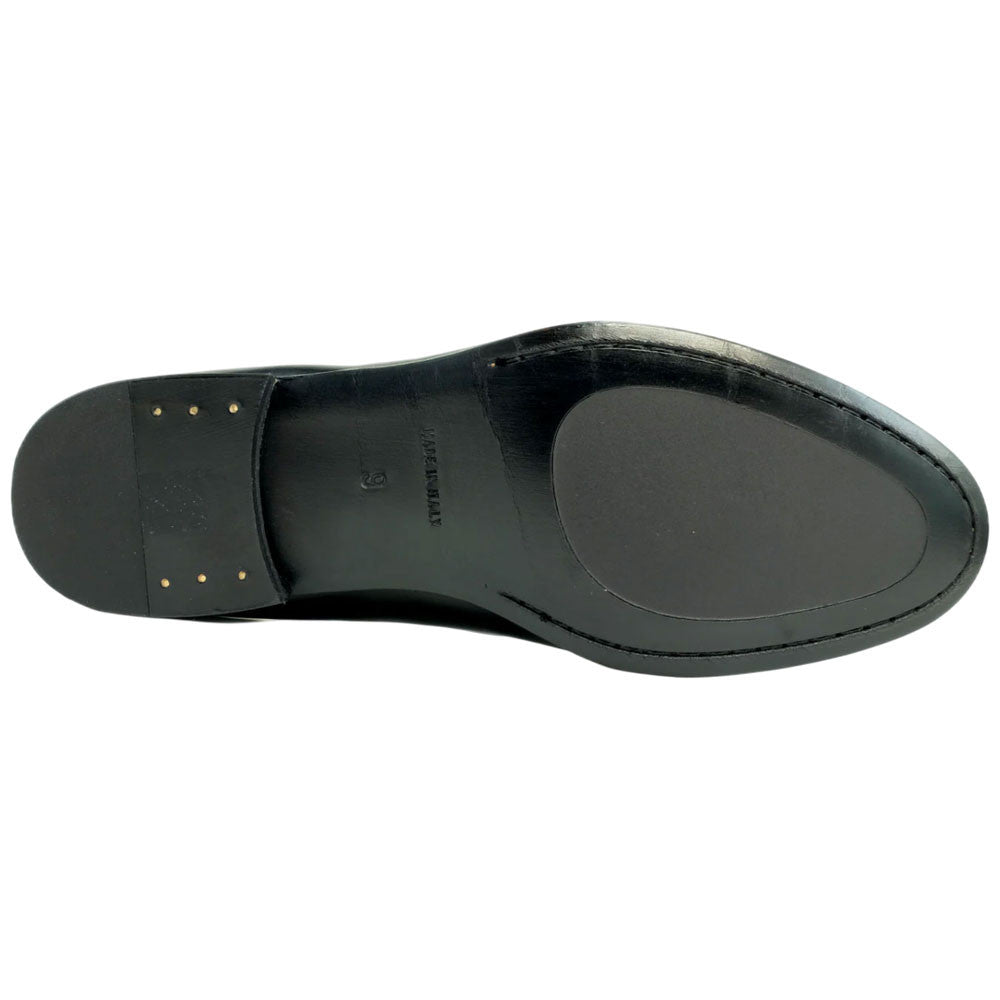 Alan Payne Men's Carlo Black Round Toe Italian Calfskin Penny Loafer