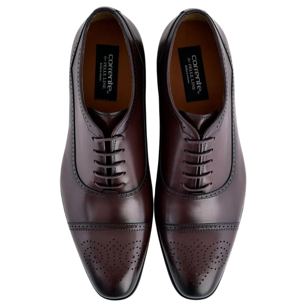 Corrente Men's Perforated Cap-Toe Oxford - Brown