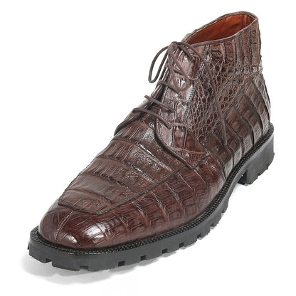 Brown Genuine Caiman Crocodile Belly Ankle Boot By Los Altos