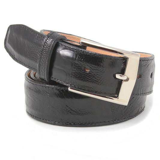Belvedere Men's Black Ostrich Leg Belt
