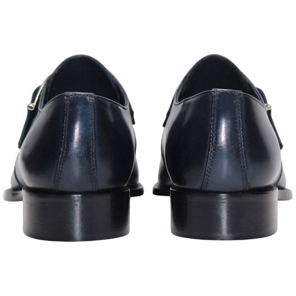 Garda Navy Calfskin Monstraps Moc Toe Oxfords | Duca Dress Shoes for Men