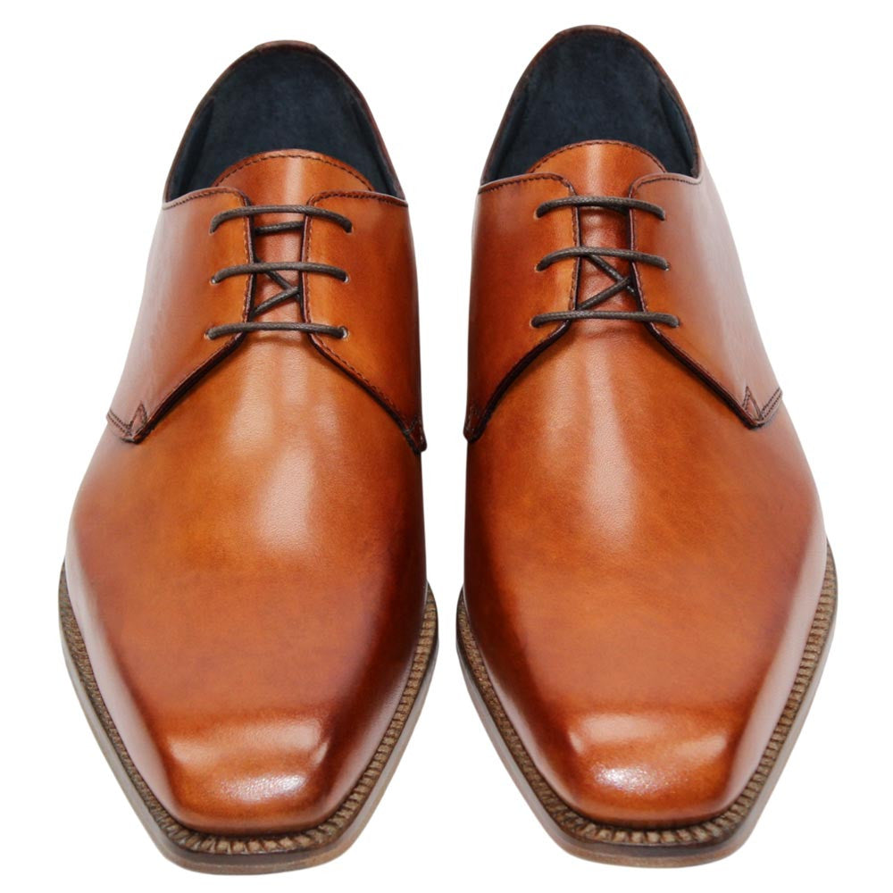 DUCA Sermoneta Cognac Men's Italian Calf Leather Derby Dress Shoes