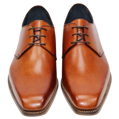 DUCA Sermoneta Cognac Men's Italian Calf Leather Derby Dress Shoes