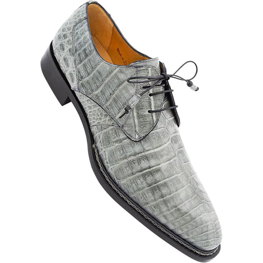 Mezlan Men's Cratos Exotic Crocodile Derby in Pearl Grey