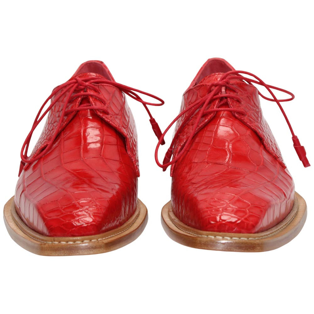 Fennix of Italy Genuine Alligator Skin ROWAN Red Trendy Derby Shoe (US Men Size)