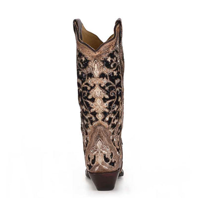 Corral Black Glitter Inlay & Crystal Boots