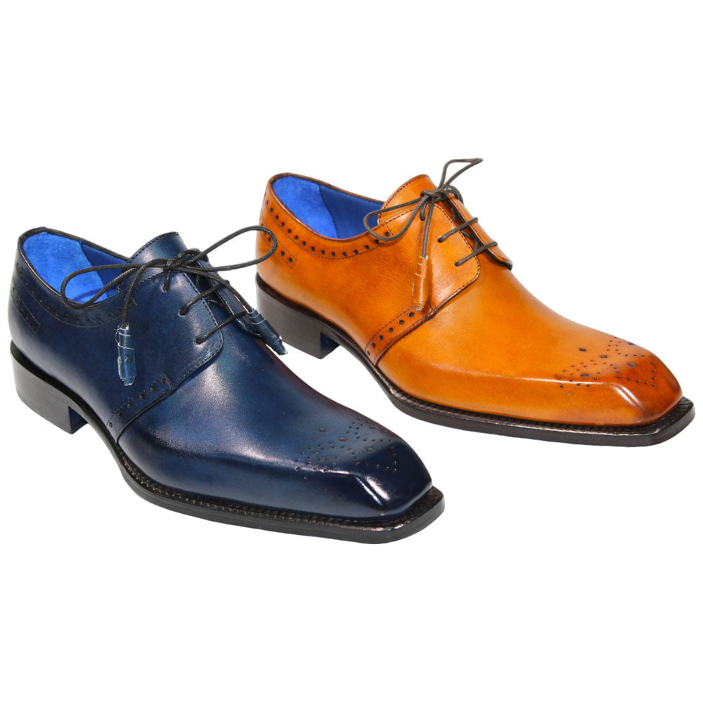 EMILIO FRANCO Lando Navy Calf-Skin Leather Oxfords Shoes