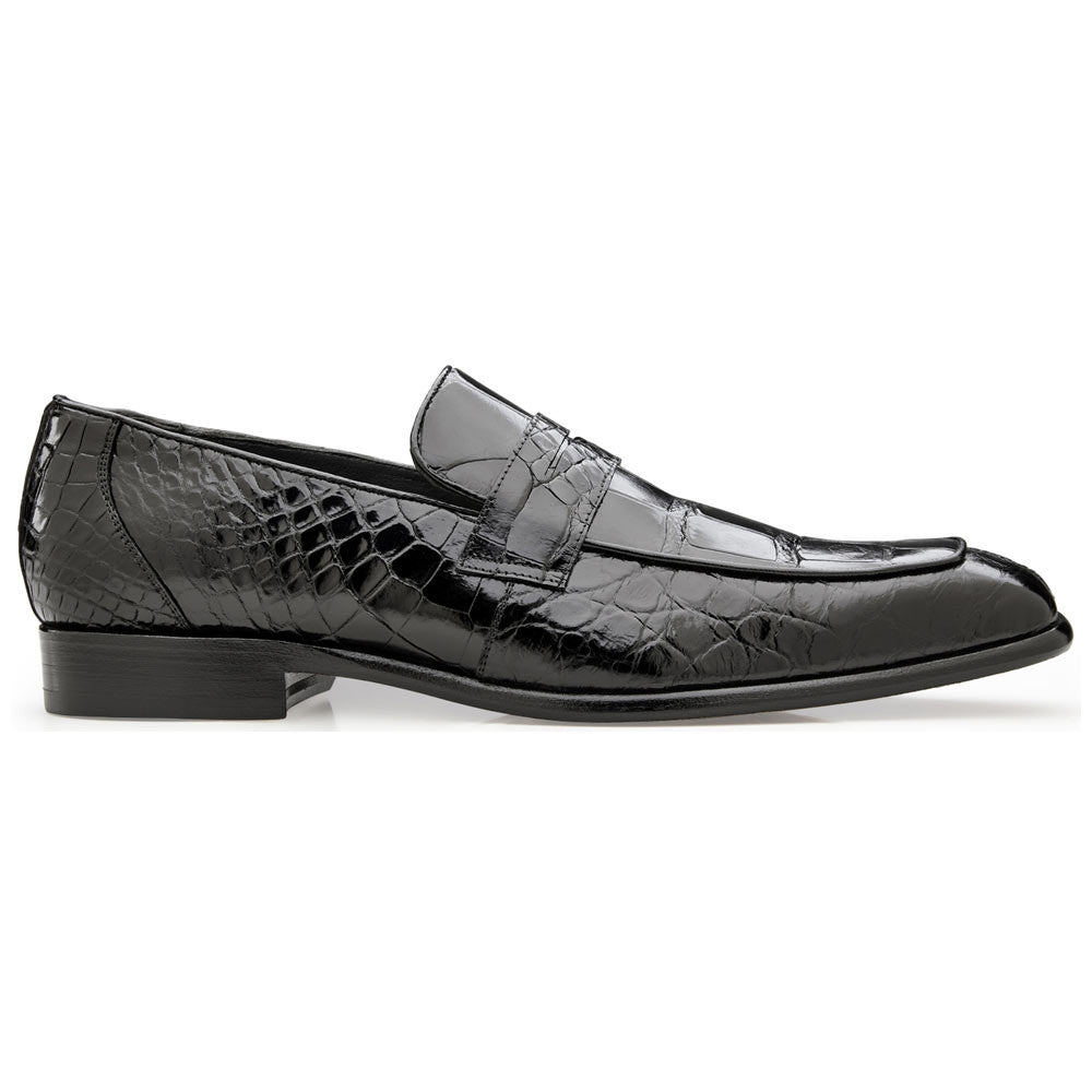 Belvedere Men’s Genuine American Alligator Black Penny Loafer - Gavino