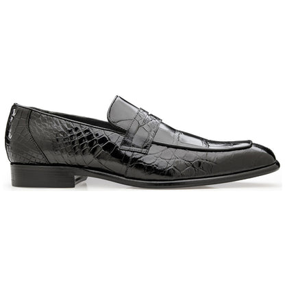 Belvedere Men’s Genuine American Alligator Black Penny Loafer - Gavino