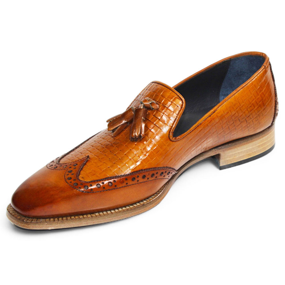 Duca Cosenza Men's Cognac Calf-Skin Leather Loafers