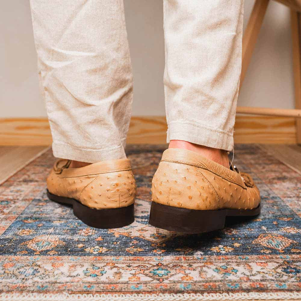 Ferrioni Orix Men’s Genuine Ostrich Moc Toe Bit Loafers | Marco Di Milano