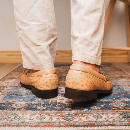 Ferrioni Orix Men’s Genuine Ostrich Moc Toe Bit Loafers | Marco Di Milano