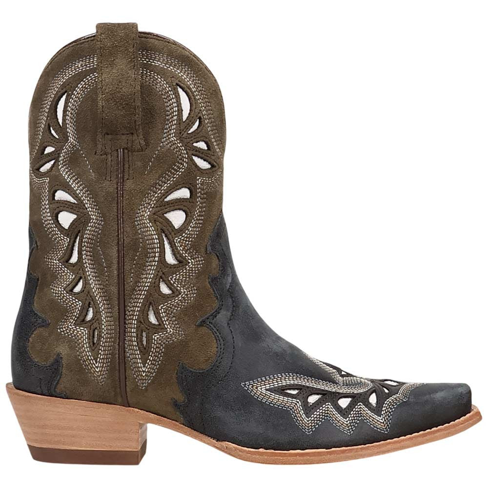 Dan Post Haven Women's Blue Leather Western Bootie - 8" Shaft, Snip Toe