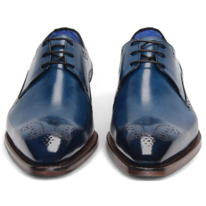 Emilio Franco Giacamo Ocean Blue Calfskin leather Derby Oxfords for Men