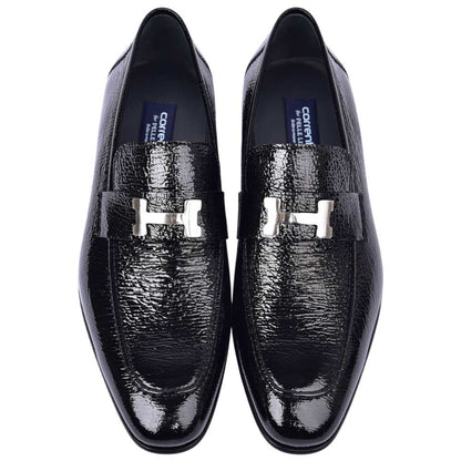 Corrente Men's Vita Calf Skin H-Buckle Loafer - Black