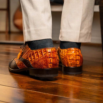 Marco Di Milano Luciano Caiman Brown/Cognac Wingtips Shoes