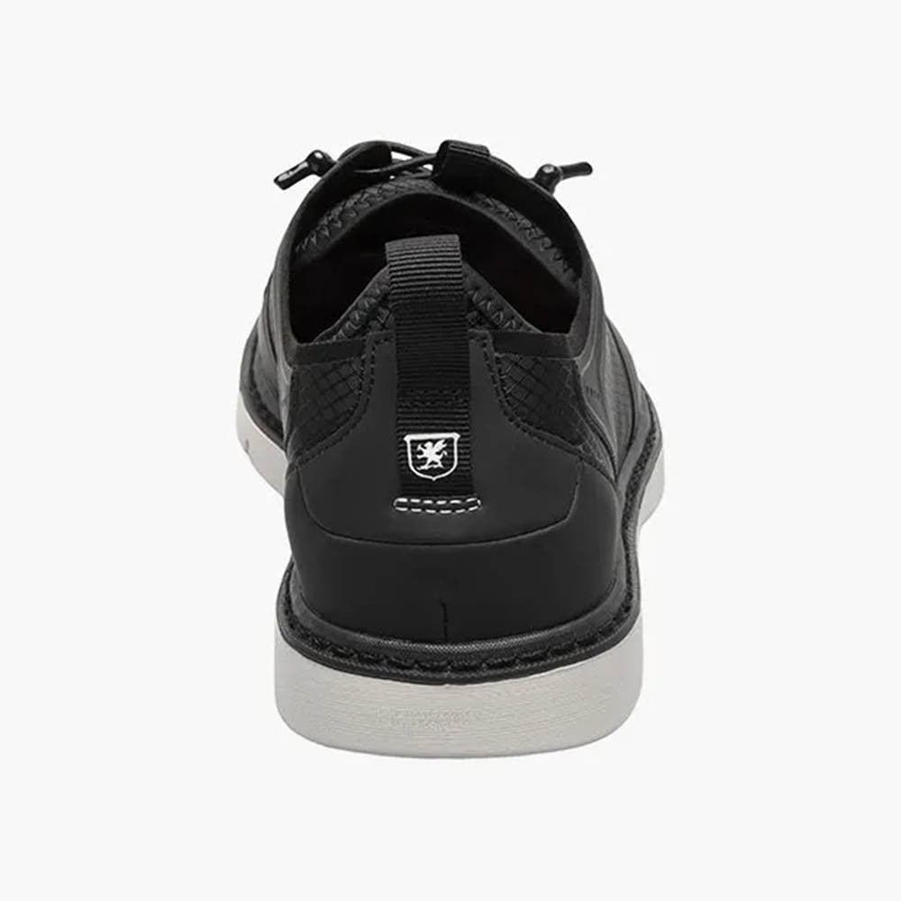 Stacy Adams SYNCHRO Black Plain Toe Elastic Lace Up Boat Shoes